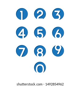 set number icon cut in with shadow