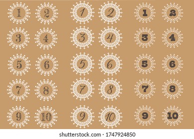 Conjunto de ilustraciones de iconos numéricos