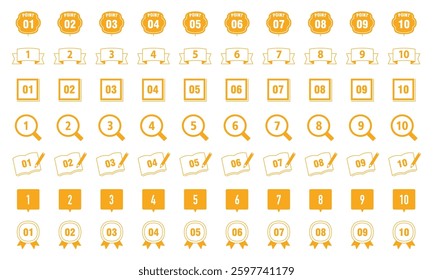 Set of number icons Rank Illustration 10 Variation Vector Point Line Drawing Simple