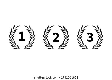 Set of number laurel icon.Vector illustration isolated on white background.Eps 10.
