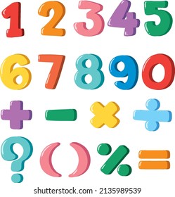 A set of number and math icon illustration