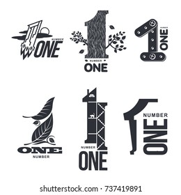 Set of number one logo templates. Two colors graphic number one logo templates, corporate identity. , vector illustrations isolated on white background.