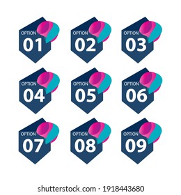 Set number option label vector temple design illustration