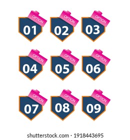 Set number option label vector temple design illustration