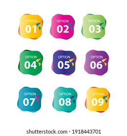 Set number option label vector temple design illustration