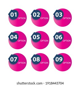 Set Number option label vector temple design illustration