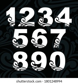 Set of Number ornaments font in vector illustration.Eps10