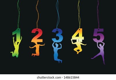 a set of number people tag labels