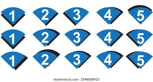 Set of number pointer vector icons. Bullet points.