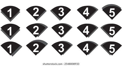 Set of number pointer vector icons. Bullet points.