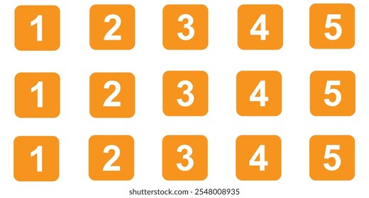 Set of number pointer vector icons. Bullet points.