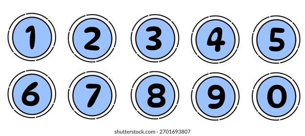 Conjunto de pontos numéricos. Conjunto vetorial de pontos numéricos de 0 a 9. Ilustração vetorial.