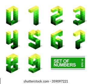 Set Of Number . Polygonal Style . 