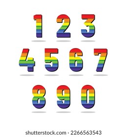 Set of Number with Rainbow Color Logo Design Template Inspiration, Vector Illustration.