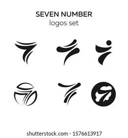 Set Number Seven Abstract Logos Emblems Stock Vector (royalty Free 