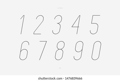 Set of number thin italic style trendy typography for poster, decoration, animation, t shirt, racing, game, birthday, promotion, sale banner, printing on fabric. Cool font. Vector 10 eps