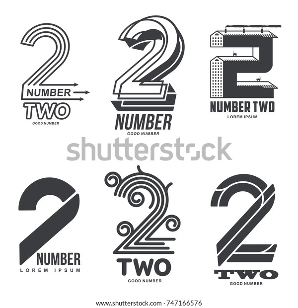 Set Number Two Logo Templates Black Stock Vector Royalty Free