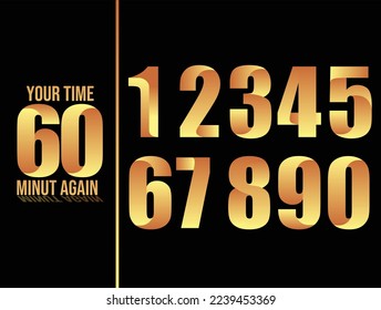 set number vector with gold background