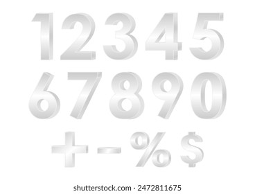 Set of Number. Vector Illustration Isolated on White Background. 