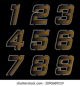 Set of number vector, modern dynamic flat design. Technological flat design.