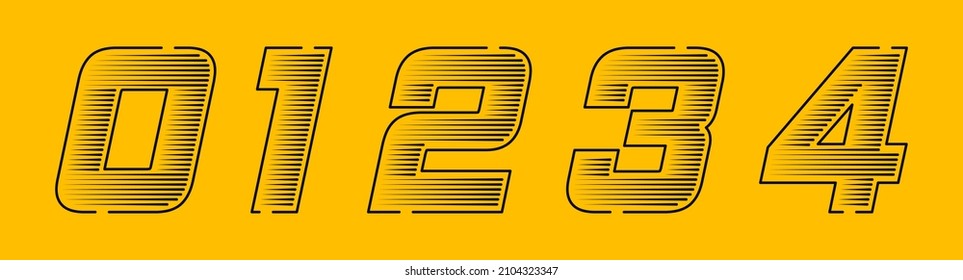 Set of number vector, modern dynamic flat design. Technological flat design.