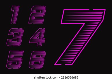 Set of number vector, modern dynamic flat design. Technological flat design.