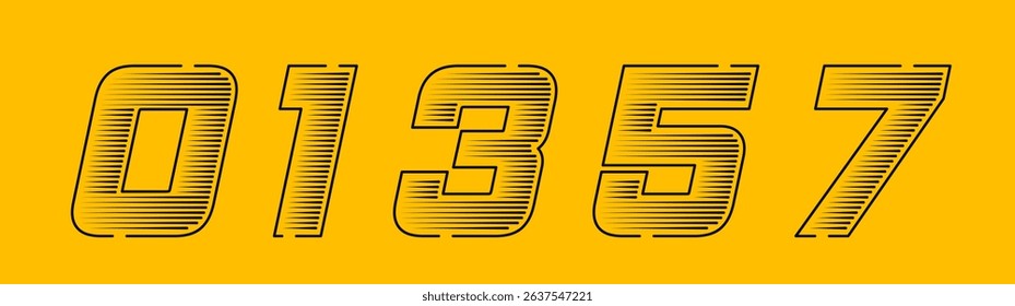 Set of number vector, modern dynamic flat design. Technological flat design.