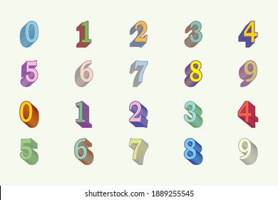 set of number vintage style. old retro latin sign symbol numbers flat vector illustration