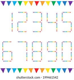 Set of number from waving rainbow flag ,vector eps10