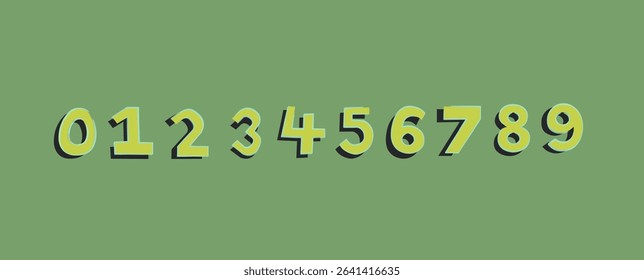 Set of number with  yellow and green represent summer and fresh.