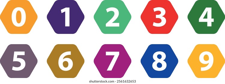 Set of number from zero to nine 0-9. For typography for poster, birthday, animation, t shirt, racing, game, decoration, promotion, sale. Vector illustration