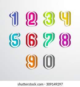 Set of Number.colorful paper cut out  .Vector illustration.