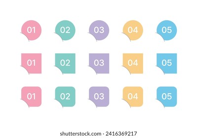 A set of numbered important point deco label tag stickers for business, study, diary, planner, calendar, brochure, diary, and memo.