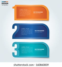 Set of numbered paper banners, bookmarks. Modern design template.