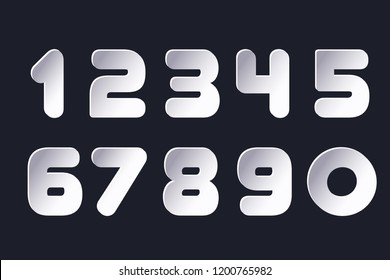 Set of numbers 0, 1, 2, 3, 4, 5, 6, 7, 8, 9 cuting paper for anniversary new year logo celebration signs Abstract papercut shapes Vector numbers paper cut in trendy modern minimalism style