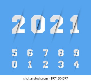 Set of numbers 0 1 2 3 4 5 6 7 8 9 razor design. Vector illustration.