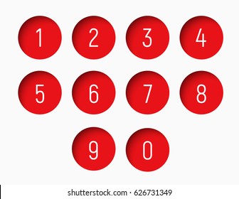 Set Numbers 0 9 Round Red Stock Vector Royalty Free 626731349