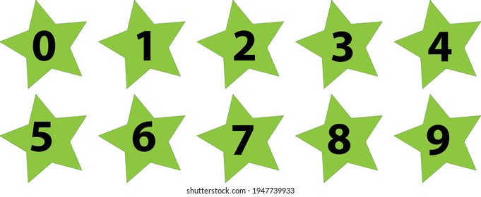  Set Numbers 0 to 9 with Star shape, Vector illustration  