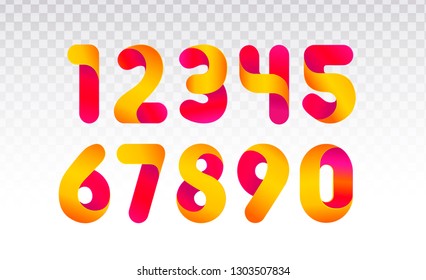 Set of numbers from 0 till 9. Template for web design or greeting card. Vector collection for Social Networks, web user and bloggers celebrating posts and subscribes.