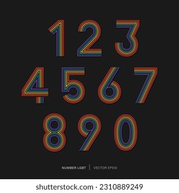 Set of numbers 0-9 in rainbow color pride theme vector design 