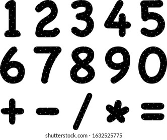 Set of numbers from 1 to 0 with polka dot ornament