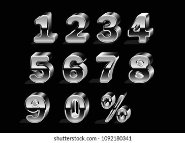 Set of numbers 1, 2, 3, 4, 5, 6, 7, 8, 9, 0 and percent sign. 3d illustration. Suitable for use on advertising banners posters flyers promotional items, Seasonal discounts Black Friday etc.