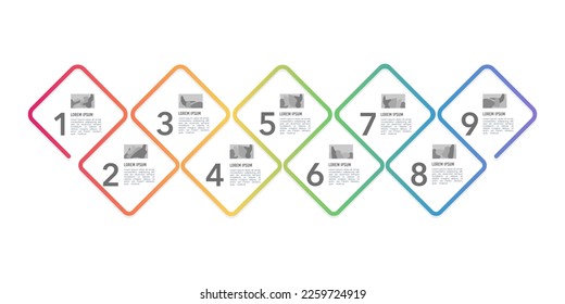 Set of numbers 1 to 9 infographics. Infographic timeline. Vector illustration.