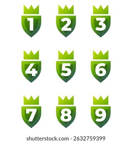 set of numbers 1-9 with shield