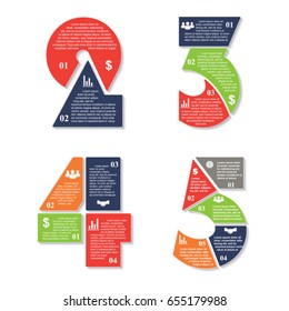 Set of numbers 2,3,4,5 template infographic for project or presentation. Vector illustration can be used for web design, diagram, education