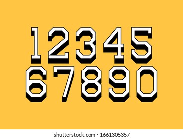 Set of numbers with 3d isometric effect. Vector illustration.