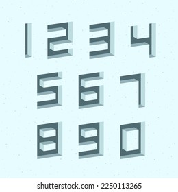 Set of numbers with 3d isometric effect. Vector illustration.