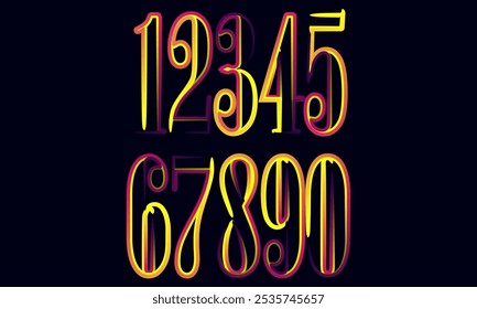 set numbers, numbers, 3d number, gradient numbers