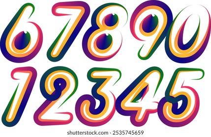 set numbers, numbers, 3d number, gradient numbers