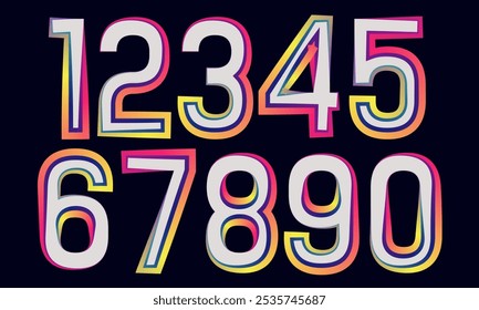 set numbers, numbers, 3d number, gradient numbers